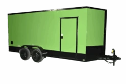 QC252 Quality 7×16 Enclosed Trailer TA Elec Green Blackout 84″